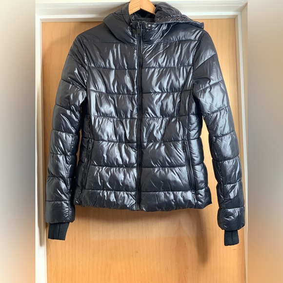 Zara Puffy Shiny Black Winter Warm Jacket - size S - Picture 2 of 4